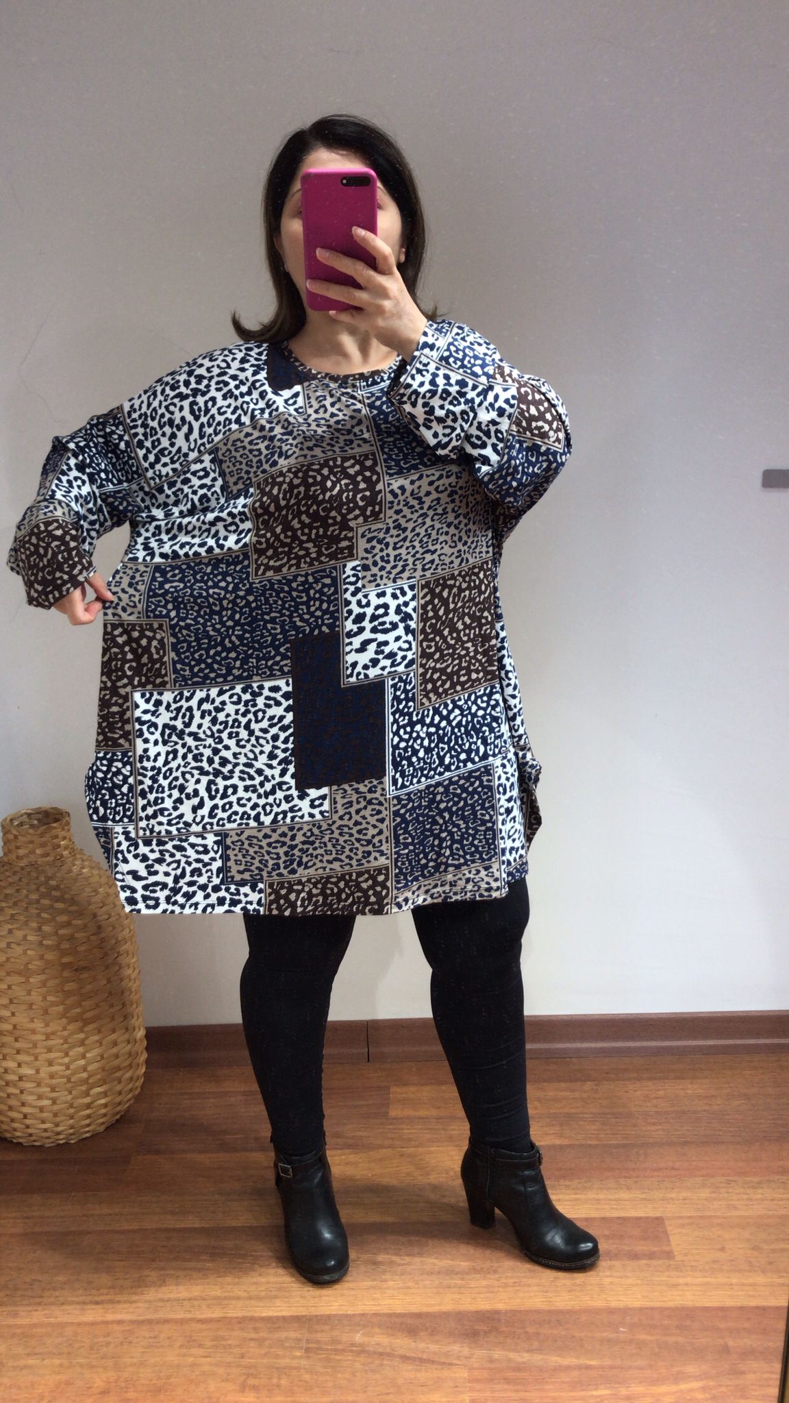 Bluz örme kumaş likra  etnik leopar desen