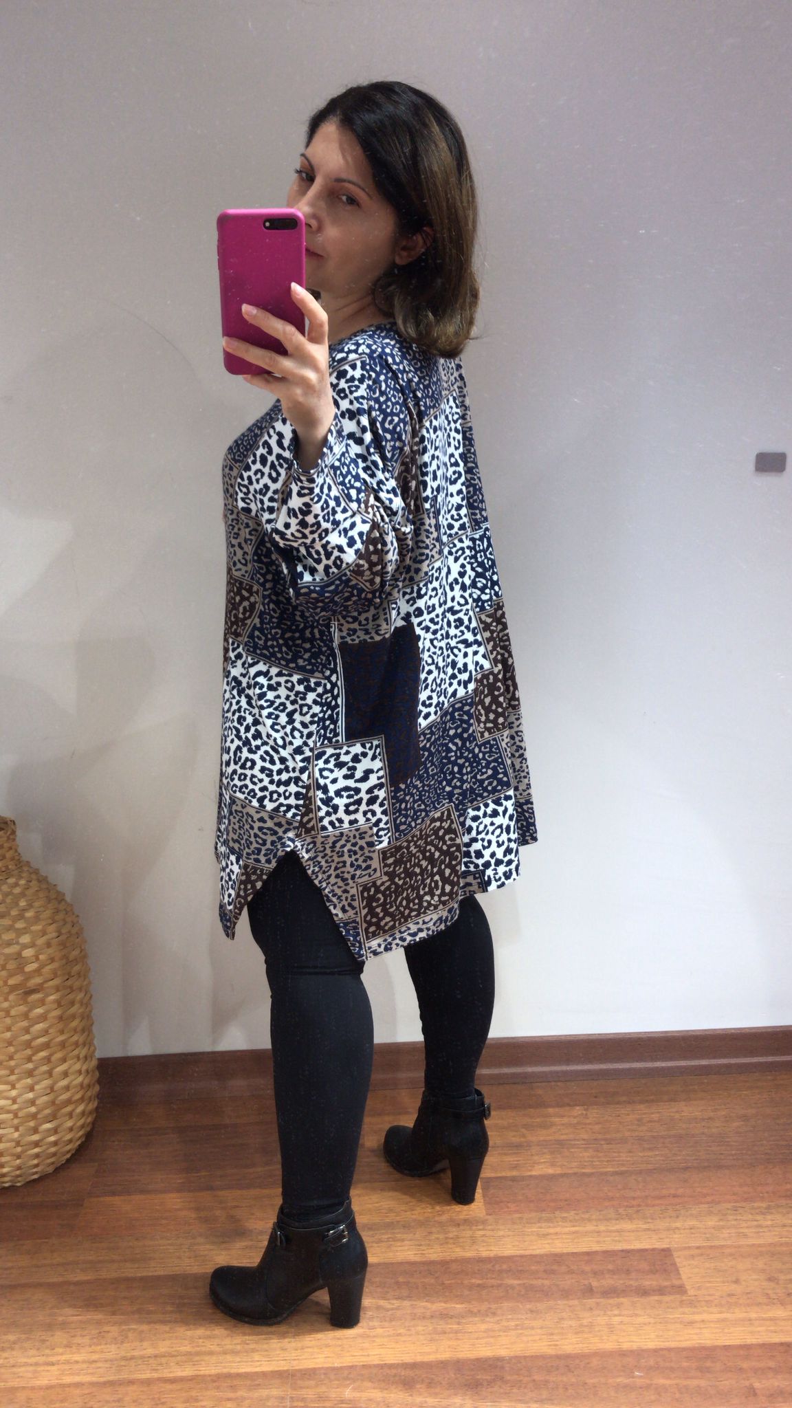 Bluz örme kumaş likra  etnik leopar desen