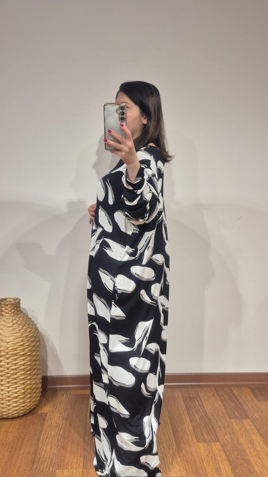 Elbise A kesim çiçek dal desen