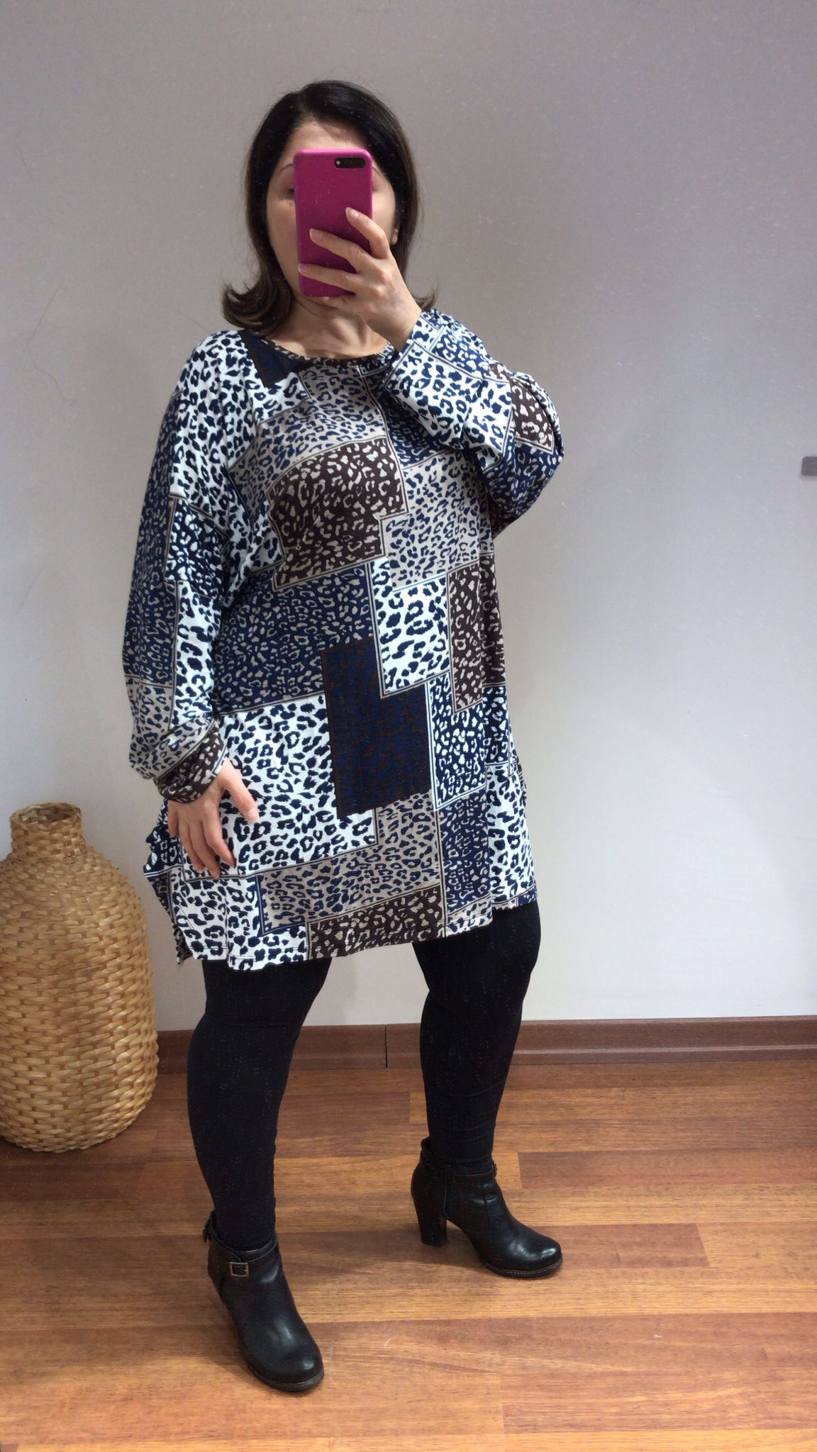 Bluz örme kumaş likra  etnik leopar desen