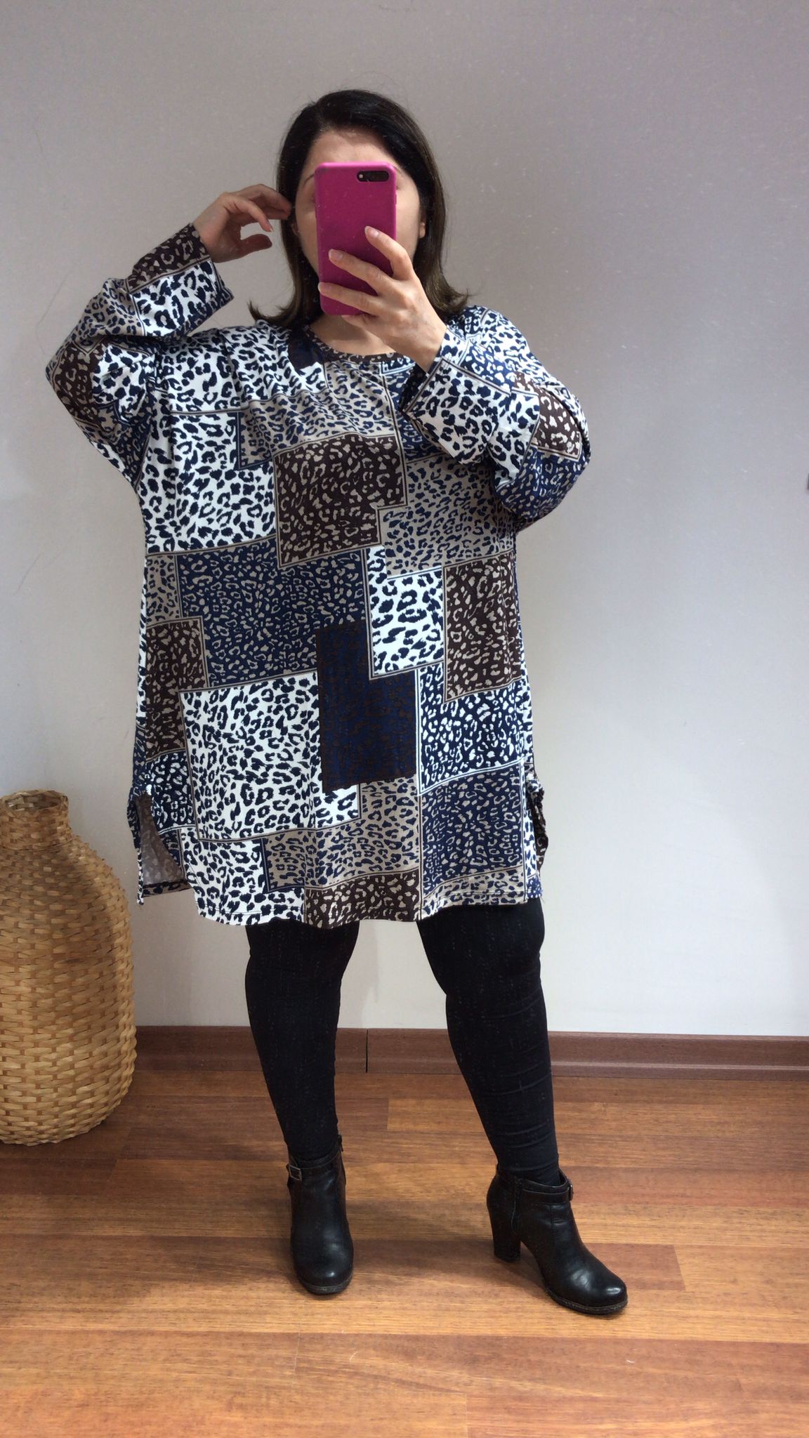 Bluz örme kumaş likra  etnik leopar desen