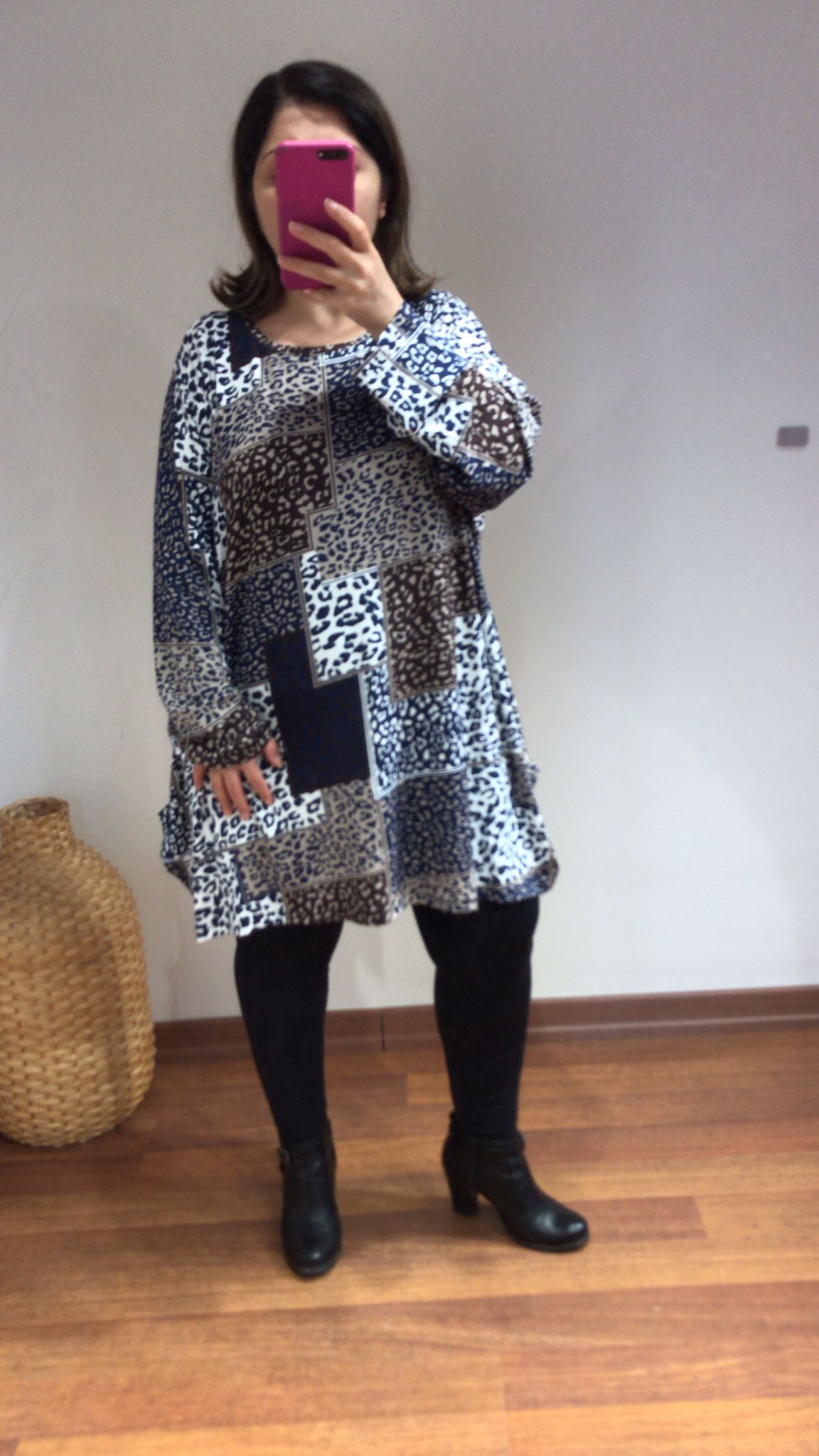 Bluz örme kumaş likra  etnik leopar desen