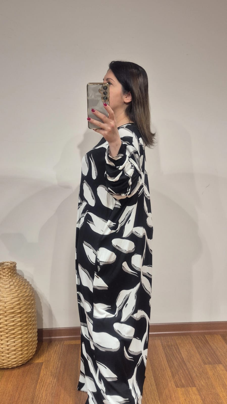 Elbise A kesim çiçek dal desen