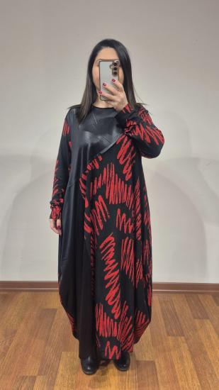 Şalvar model elbise  deri kırmızı imza model