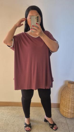 Bluz tığ işli model vişne çürüğü renk