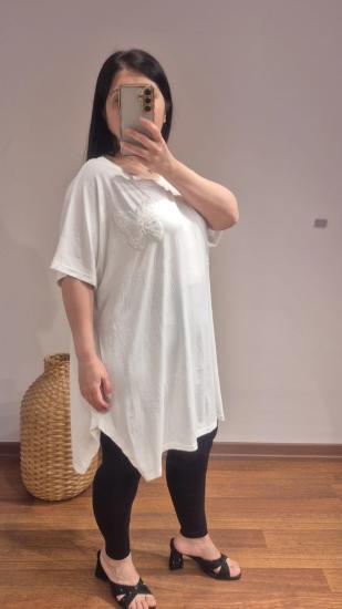 Bluz kelebek motif kırık beyaz