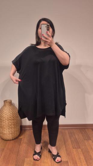 Bluz kol sim gümüş detay model siyah renk 