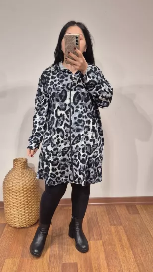 Kapüşonlu füme leopar desen