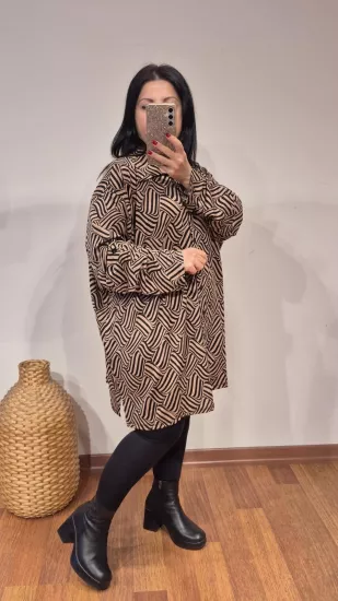 Gömlek dokuma viskon likra melanj çikolata desen