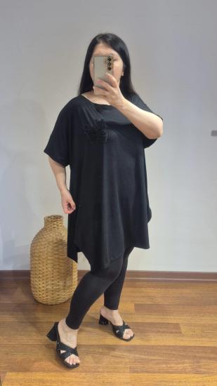 Bluz kelebek motif siyah