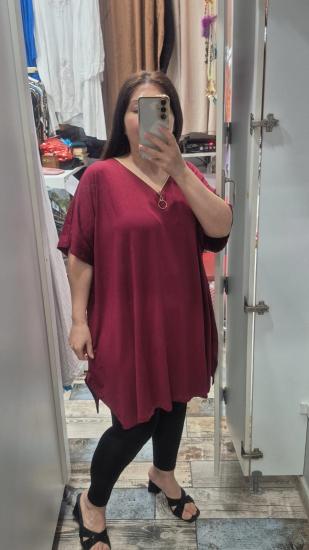 Bluz fermuar detaylı bordo renk