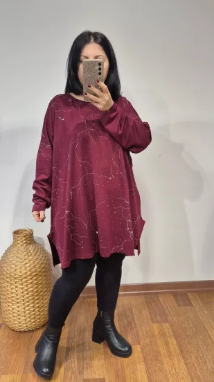 Bluz şimşek taş model bordo renk