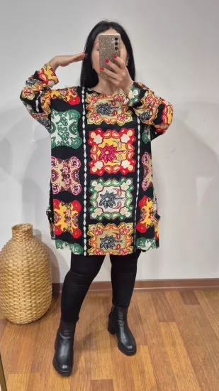 Bluz Premium Renkli Etnik Desen 