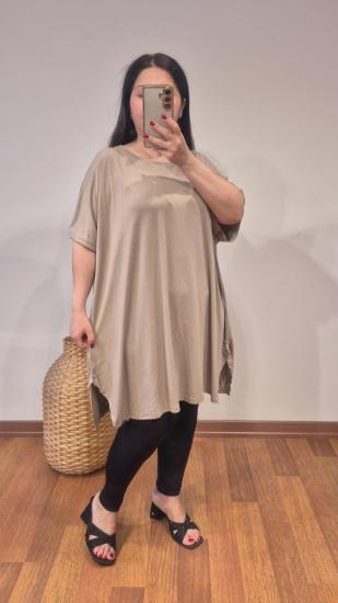 Bluz bisiklet yaka model bej renk