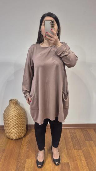 Tunik cepli basic yanı yırtmaçlı model pastel renk