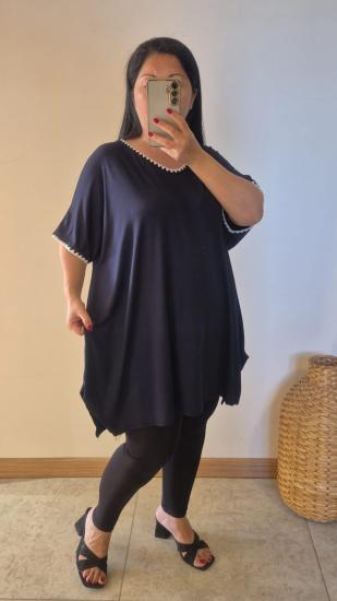 Bluz tığ işli model lacivert renk