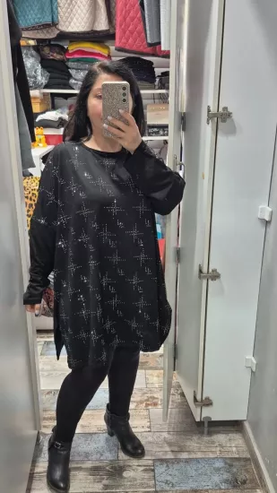 Bluz vega  taşlı model siyah renk