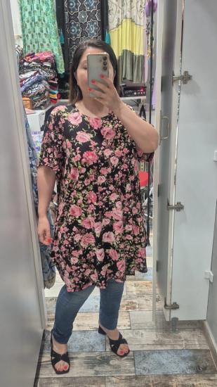 Bluz pembe çiçek serper desen