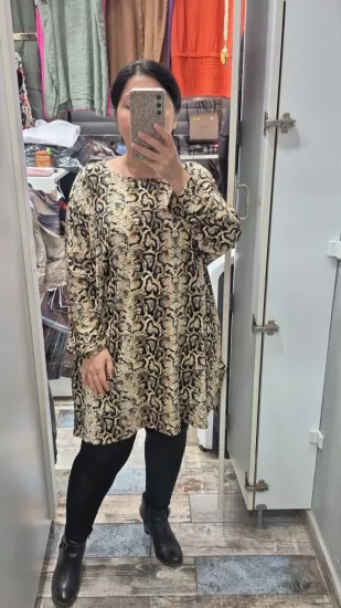 Bluz dokuma viskon likra yılan derisi desen