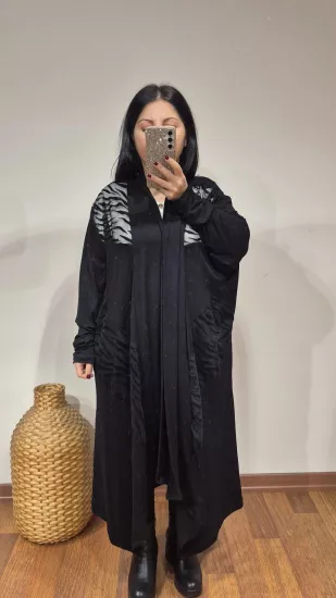 Hırka zebra tül detay siyah renk