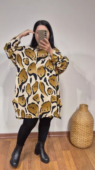 Bluz altın leopar desen