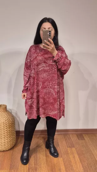 Bluz bordo tüy desen.