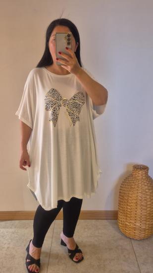Bluz fiyonk model kırık beyaz renk
