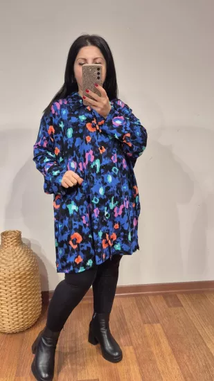 Gömlek dokuma viskon likra küçük çiçek neon desen