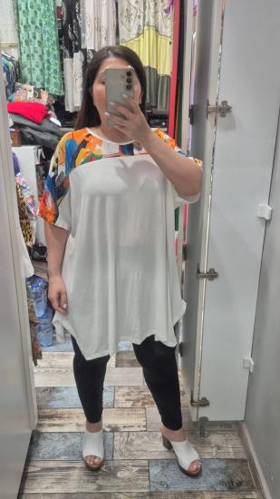 Bluz oranj ağırlıklı renkler garni detay model