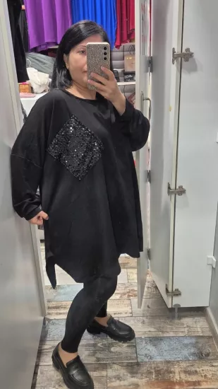 Bluz cep pul detay siyah renk model 