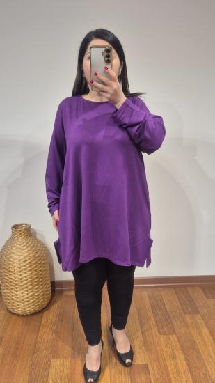 Tunik cepli basic yanı yırtmaçlı model mor renk