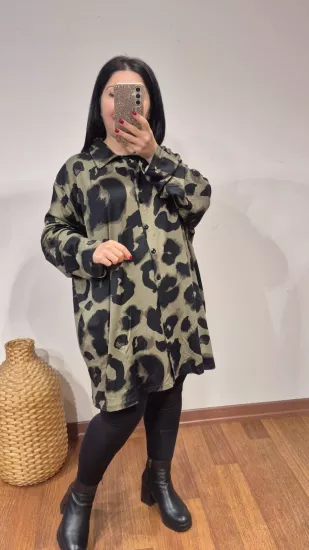 Gömlek dokuma viskon likra kamuflaj desen