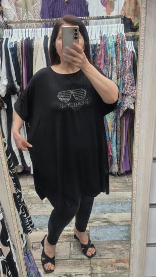 Bluz yeni sade gözlük model siyah renk