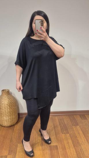 Bluz asimetrik kısa kollu model siyah renk