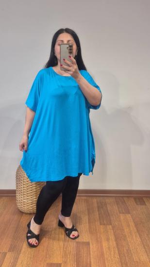Bluz bisiklet yaka model mavi renk