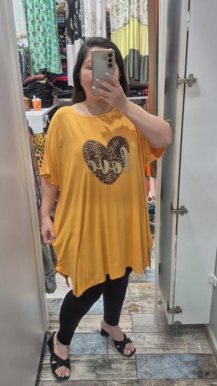 Bluz love desen bal sarısı renk