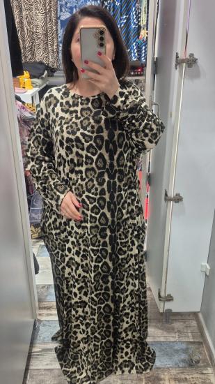 Elbise çitlenbik iri leopar desen model