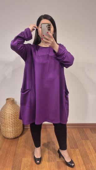 Tunik cepli cristal kumaş tok dokulu mor renk