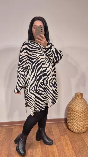 Bluz optik siyah beyaz zebra desen