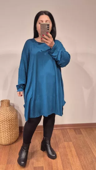 Bluz viskon likra basic model petrol yeşili renk