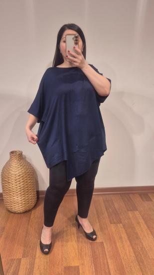Bluz asimetrik kısa kollu model lacivert renk
