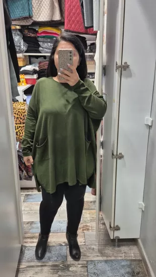 Triko bluz merserize  haki