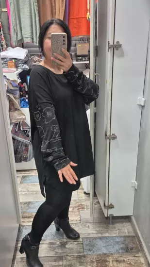 Bluz cupra kumaş kol kısmı taş detay