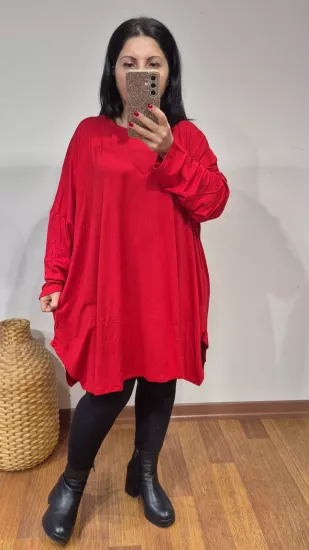 Bluz viskon likra basic model kırmızı renk