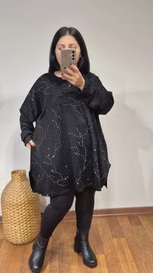 Bluz şimşek taş model siyah renk