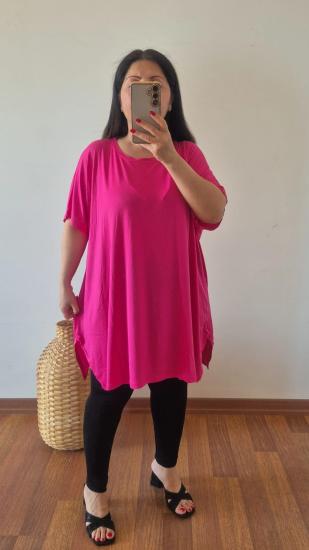 Bluz bisiklet yaka model fuşya renk