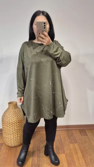 Bluz şimşek taş model haki renk