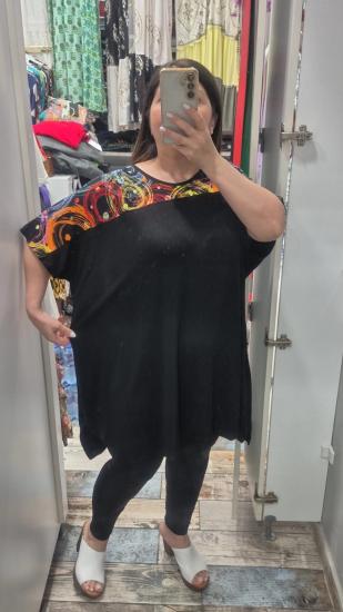 Bluz renkli puanlı garni detay model