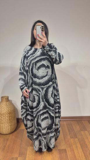 Şalvar model elbise galaksi desen siyah beyaz