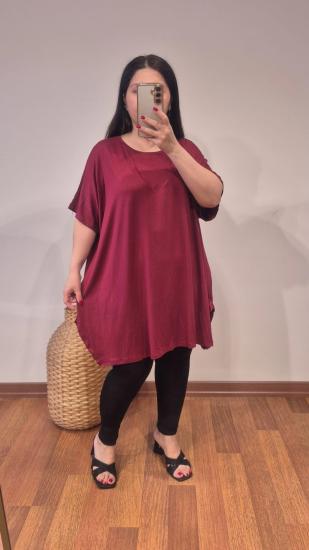 Bluz bisiklet yaka model bordo renk